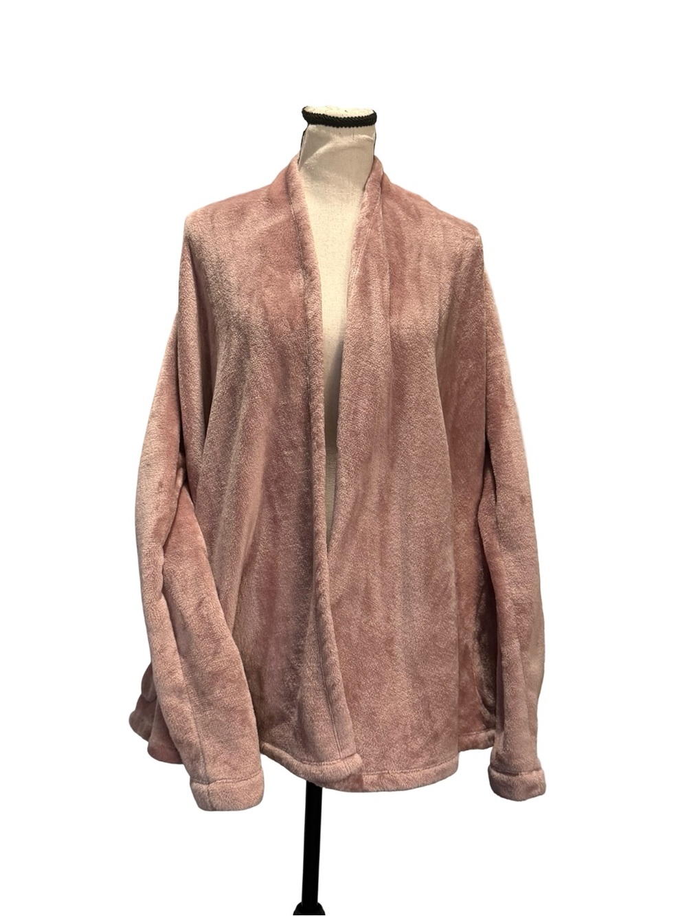 UGG Dusty Pink Plush Open Front Cardigan Jacket Cozy Lounge Layer Medium Pockets